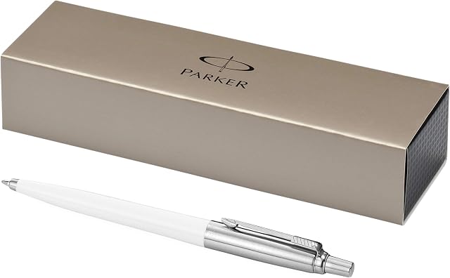 Parker Jotter Ballpoint Pen (12.9 x 0.85 cm) (White/Silver)