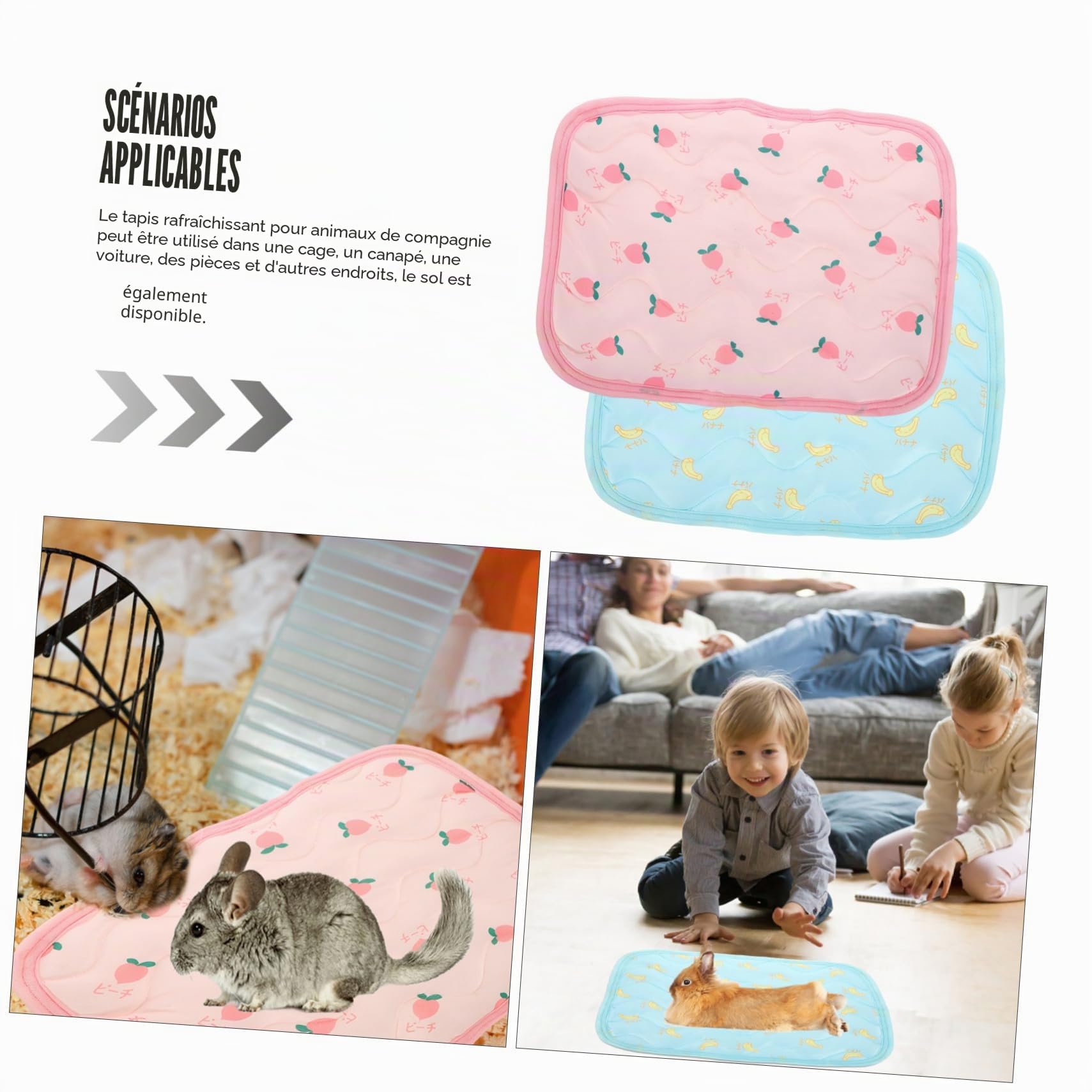2 pièces Tapis Rafraîchissant pour Petits Animaux XS Coussin Refroidissant Respirant et Lit Dété pour Hamster Lapin Cochon Dinde Protège du Surchauffe et Assure Confort