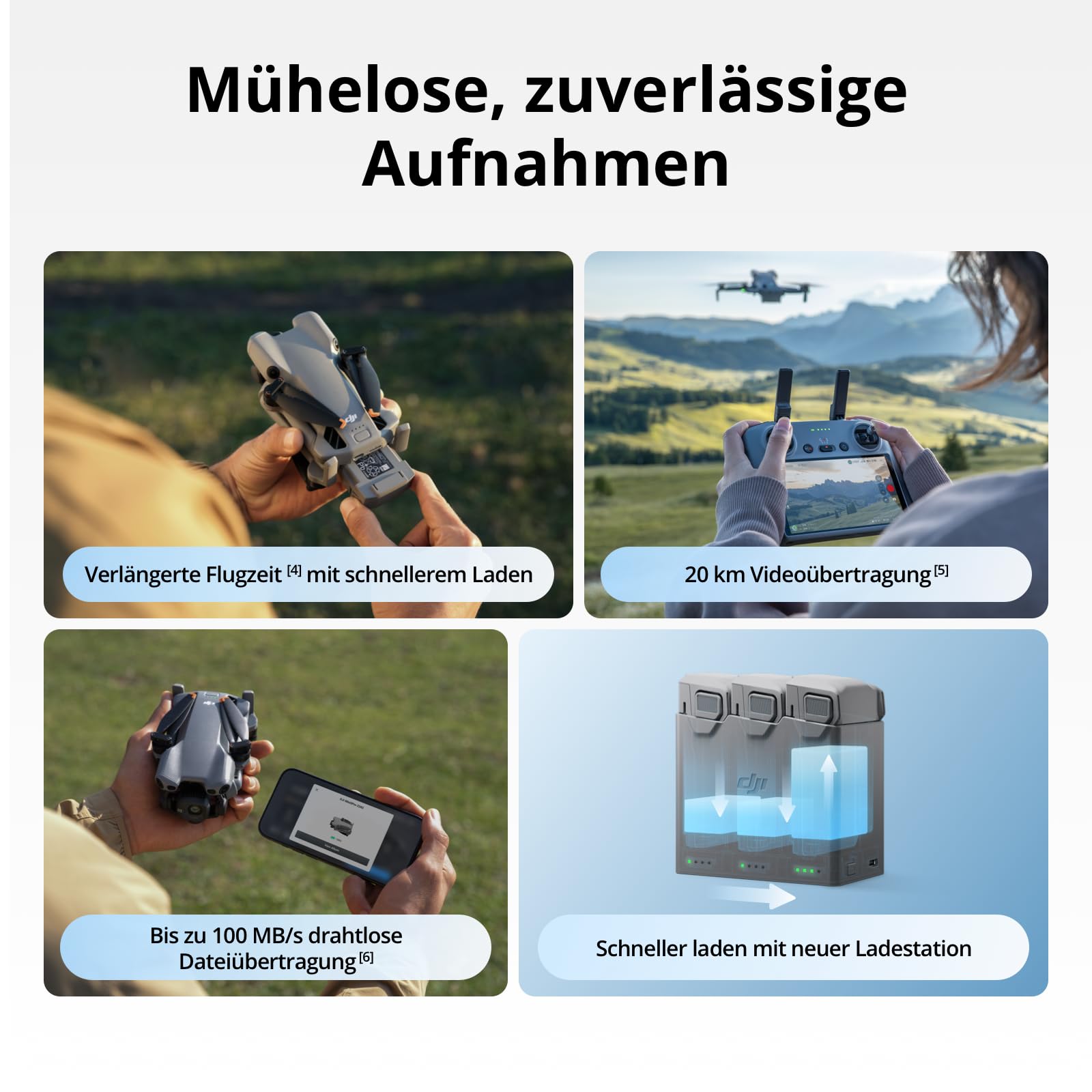 DJI Mini 5 Pro Fly More Combo DJI RC 2 4K-Drohne 1-Zoll CMOS Hinderniserkennung 225°-Gimbal-Rotation C0-Zertifiziert