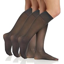 Berkshire 6526 Womens Sheer Support Knee Highs 3 Pack - 40 Denier Graduated Compression Socks with Non-Bind Comfort Band
