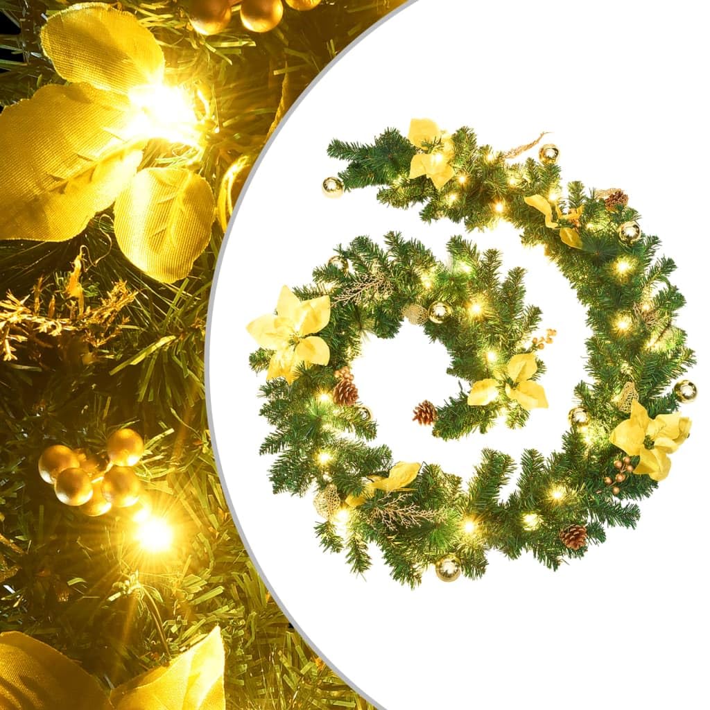 lucine,luci da esterno a batteria,filo,catena luminosa esterno,Ghirlanda Natalizia con Luci a LED 2,7 m in PVC VerdeIdeal für Weihnachtsfeiern, Wandambiente