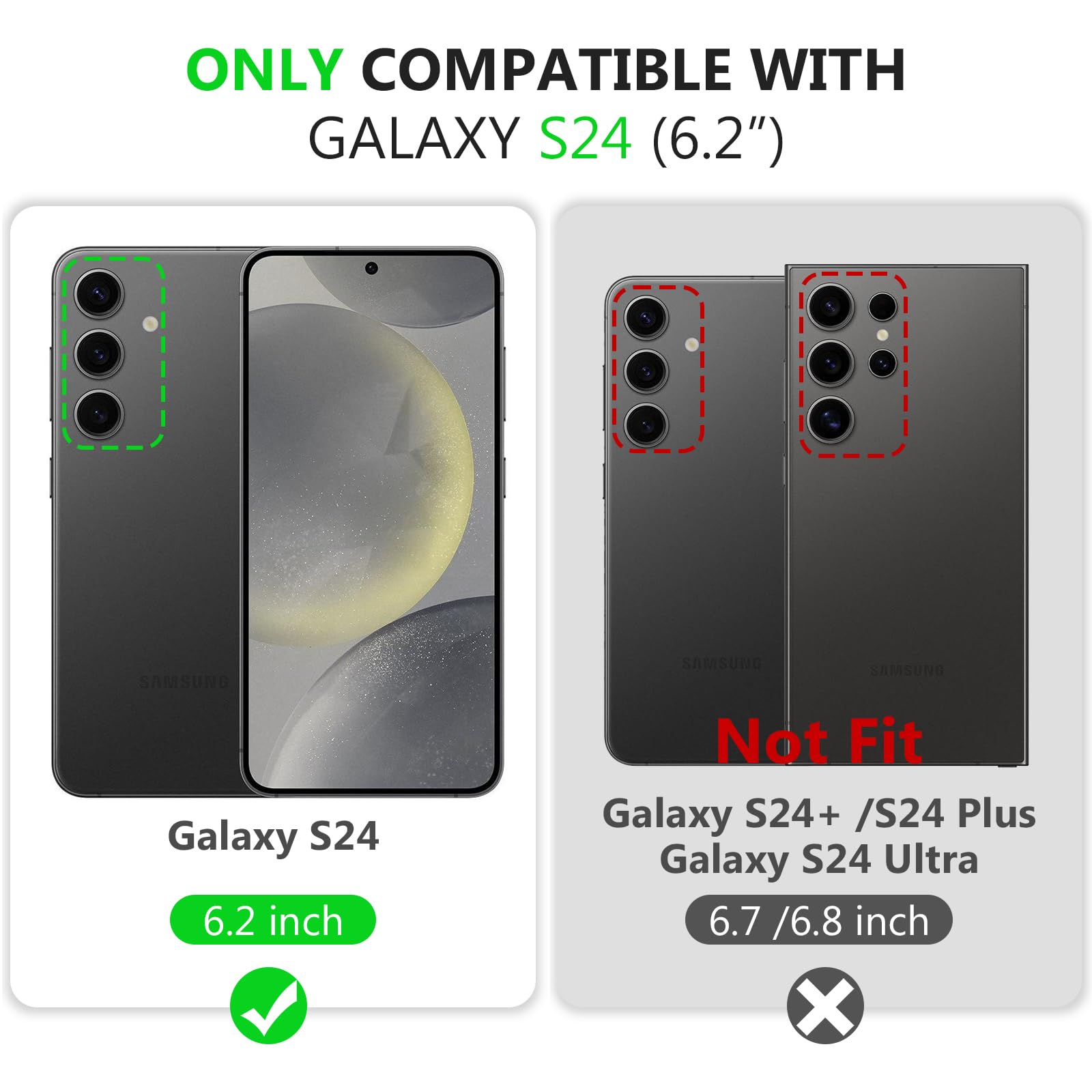 Varikke for Samsung Galaxy S24 Wallet Case, Detachable Magnetic Wallet for S24 Case with [RFID Blocking] Card Holder Kickstand Lanyard Glitter PU Leather Flip Case Women Men 6.2 Inches, Light Purple