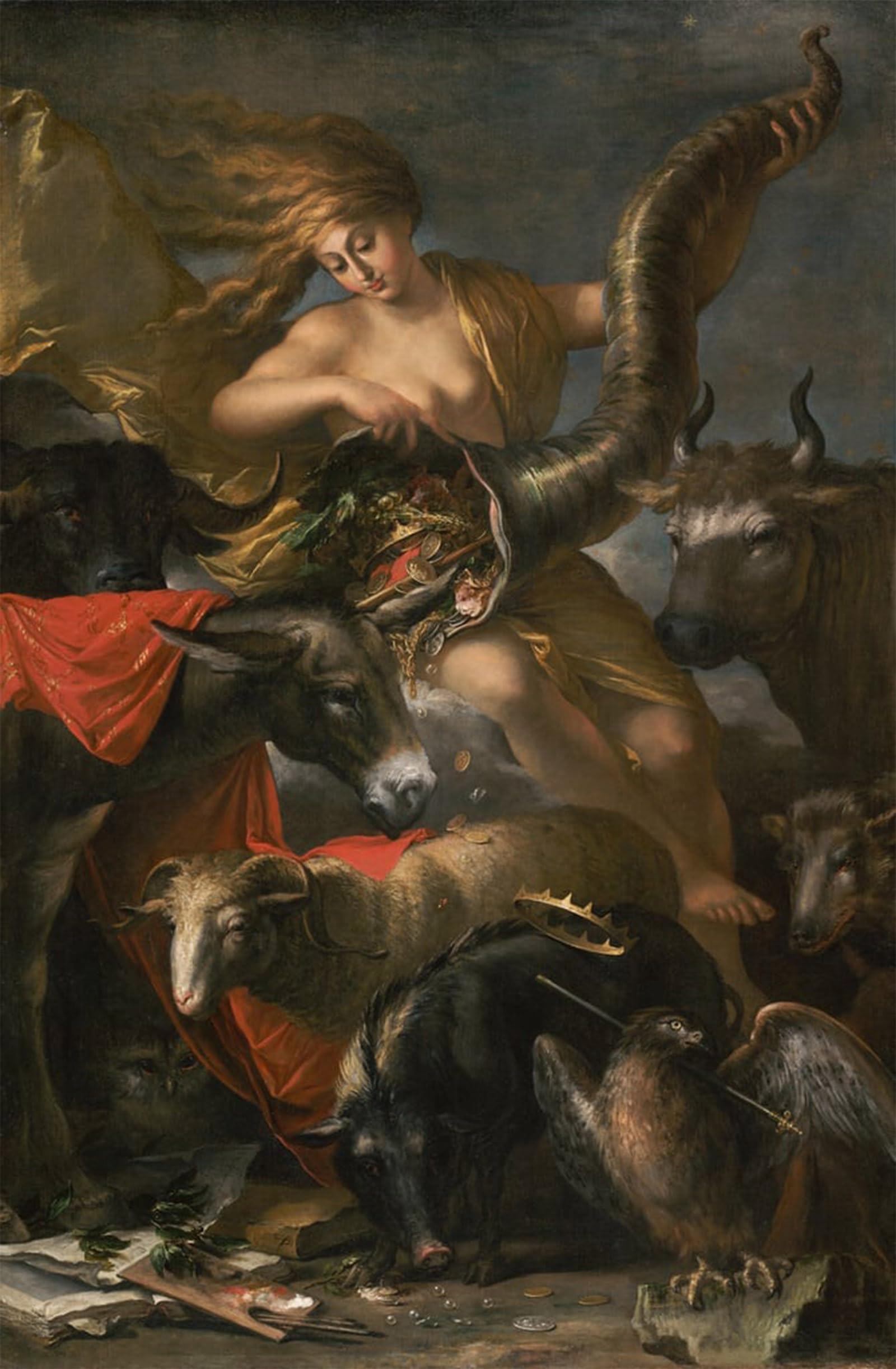 DQCJIYIGL Famous Canvas Prints Portrait Classic Wall Decor Allegory of Fortune by Salvator Rosa Abstract Painting for Home Decor 60x90cm