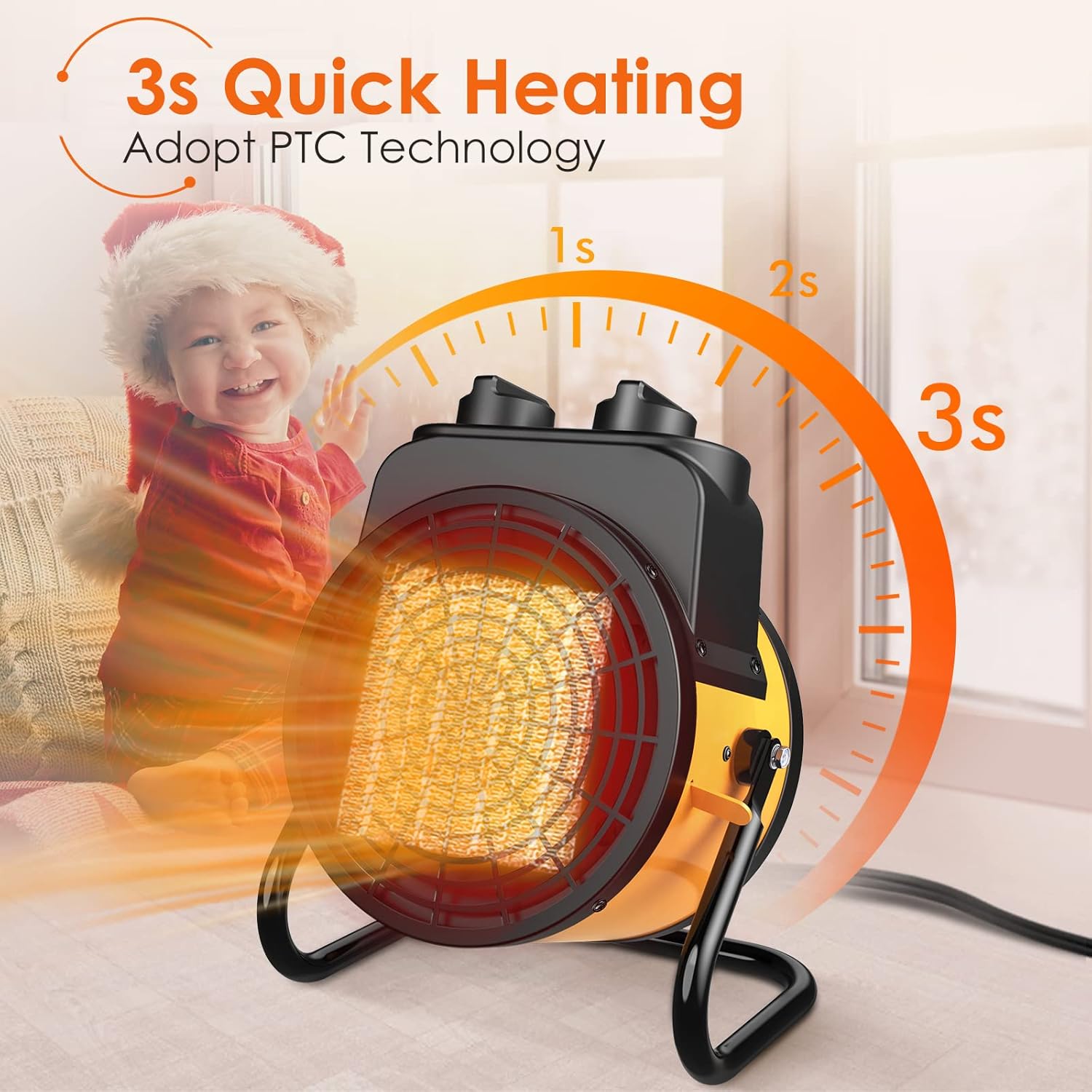 Electric Heater, Portable Heater Fan, 1500W Indoor Space Heater with 3 Modes, 3S Quick Heat, Thermostat with Overheat Protection, Electric Space Heaters for Room, Bedroom, Indoor Use, Garage : Home & Kitchen