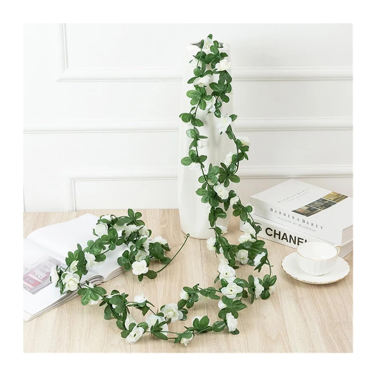 KüNstliche Rosenranke Mit BläTtern Rose Künstliche Blumengirlande for Hochzeit Home Zimmer Dekoration Frühling Herbst Garten Arch Decor DIY Gefälschte Blatt Rebe