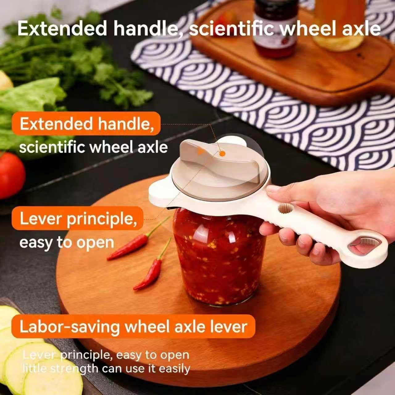 4 in 1 Multi-Purpose Jar Opener, Adjustable Three Claw Bottle Opener with Non Slip Teeth, Includes Magnetic Hook For Beer Bottle Caps And Non-Slip Rubber Gripper For Stubborn Lids (2)