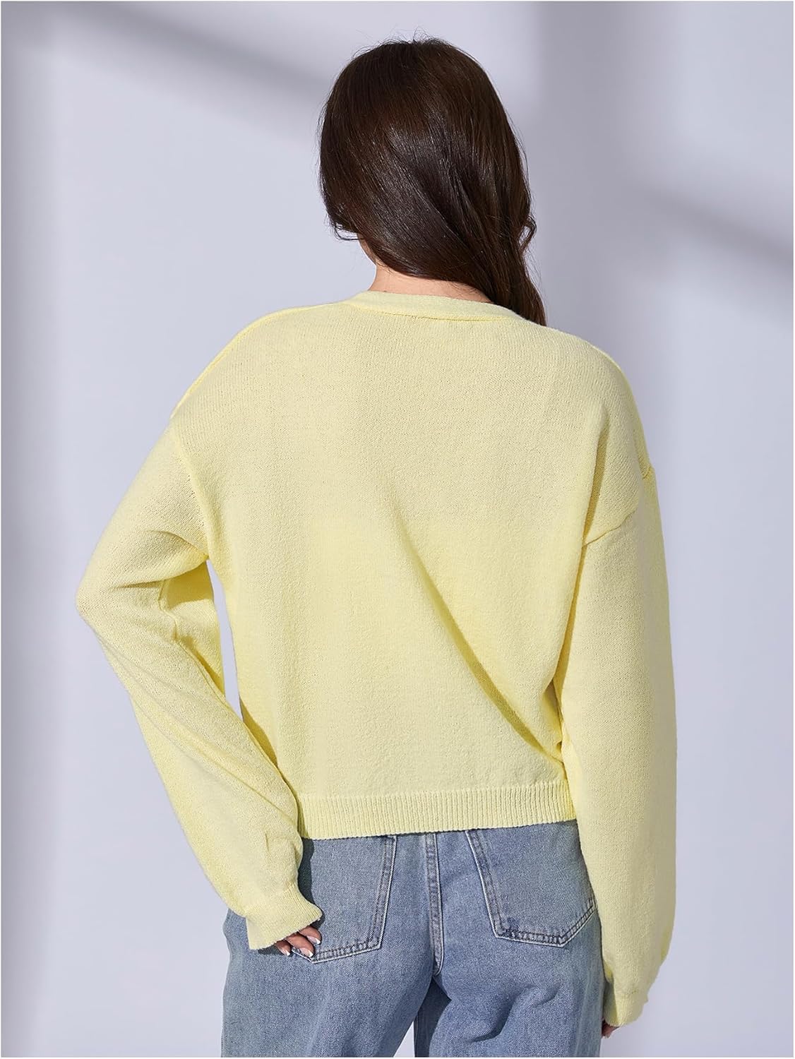 OYOANGLE Women's Knit Button Front Cardigan Drop Shoulder Long Sleeve Loose Cardigan Sweater Fall Fashion Outerwear - Image 2