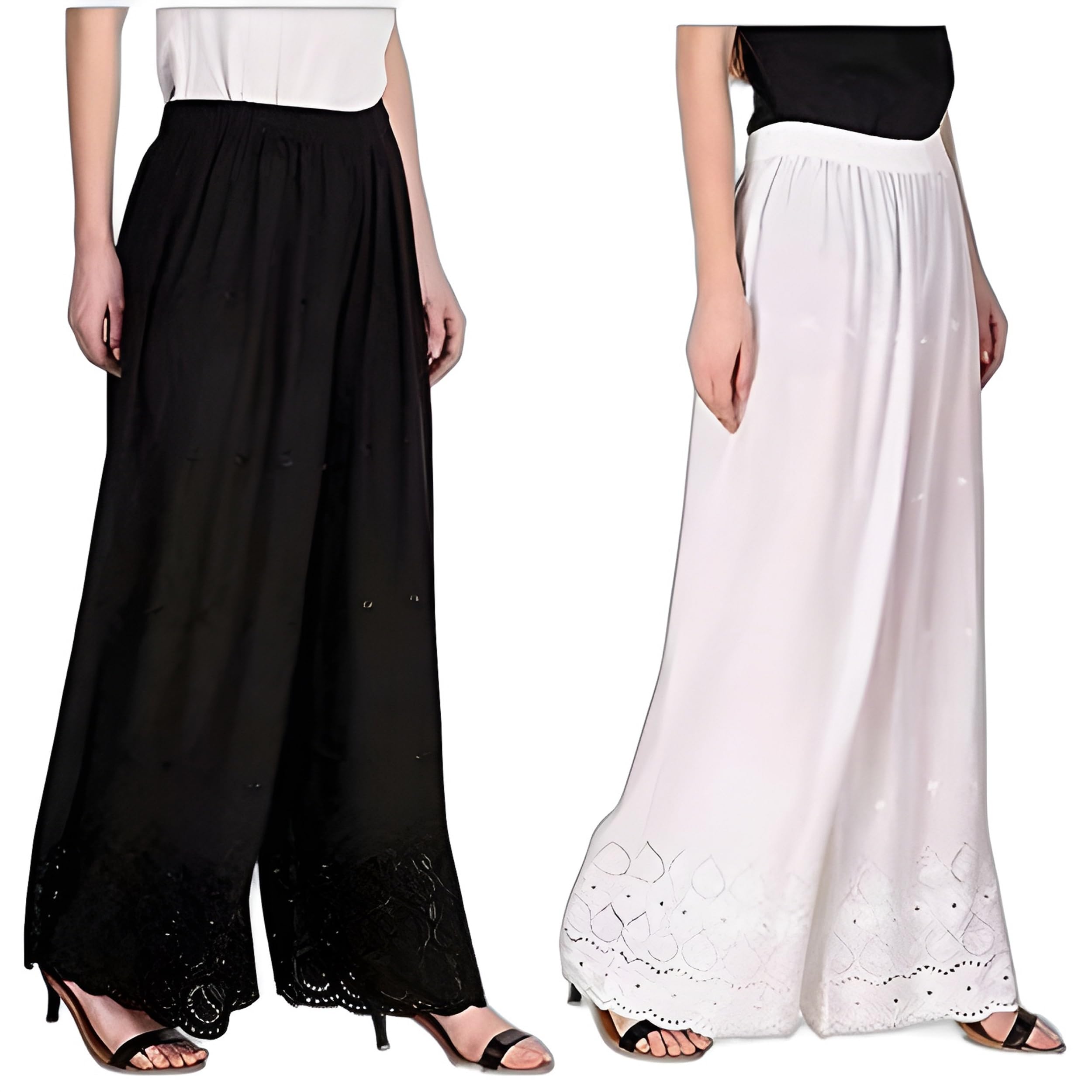 arihant plazma Trendy Wear Chicken Embroidered Rayon Cotton Combo Palazzo for Women/Girls/Ladies | Regular Fit, Comfort Plazo || Free Size 28''-38''|| Length 38-picture-33