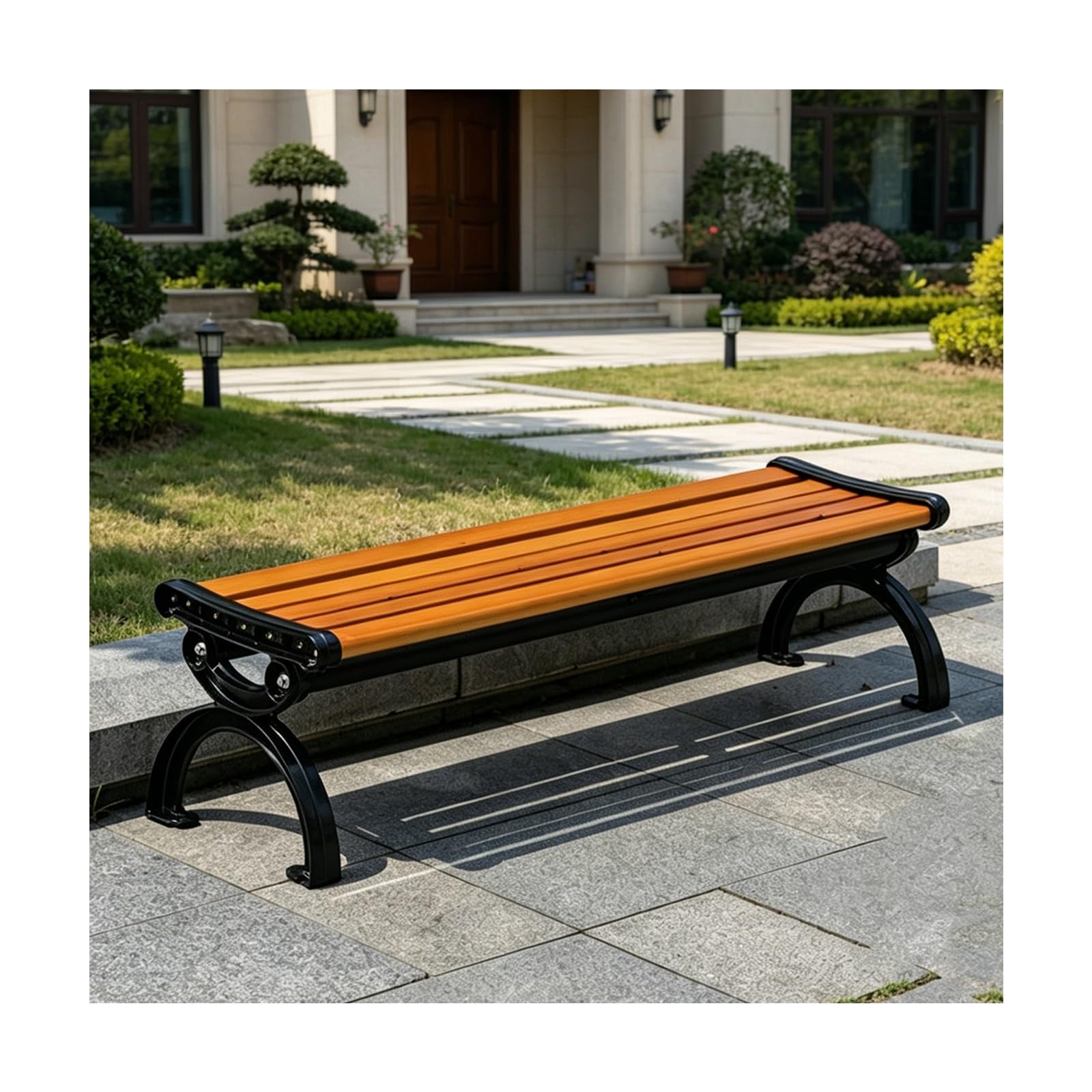 Banco de jardín de teca 150 cm apto para patios y exteriores