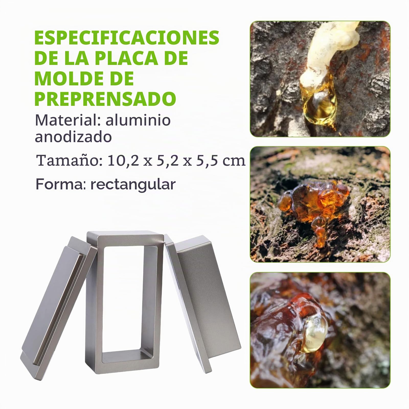 Molde de preprensa de colofonia, placa rectangular de aluminio de 2 x 4 pulgadas para extracción de colofonia, molde de preimpresión duradero y reutilizable para hachís, kief, flor
