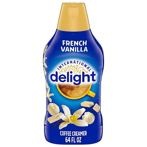 Vista 143 de International Delight Crema de café, caramelo macchiato, crema saborizada refrigerada, botella de 32 onzas líquidas