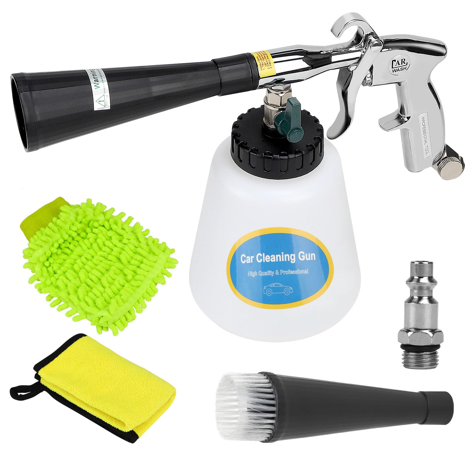 CPROSP Tornado Car Cleaning Gun Set with Adjustable Valve, Car Interior Clener, Auto Detail Tools, High Pressure Car Spraying Gun with 2 Nozzle Spayer, 1 Towel and 1 Glove