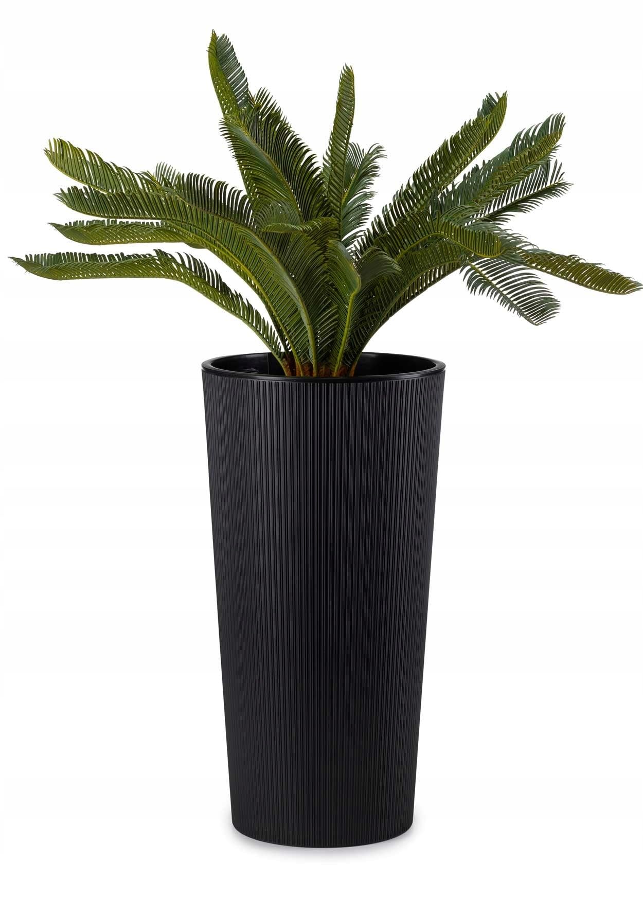 HowHomely Blumentopf Groß Hoch 57 cm mit Pflanzkübel Einsatz 30 cm Durchmesser - Schwarz: Moderner, praktischer Pflanzkübel mit herausnehmbarem Einsatz