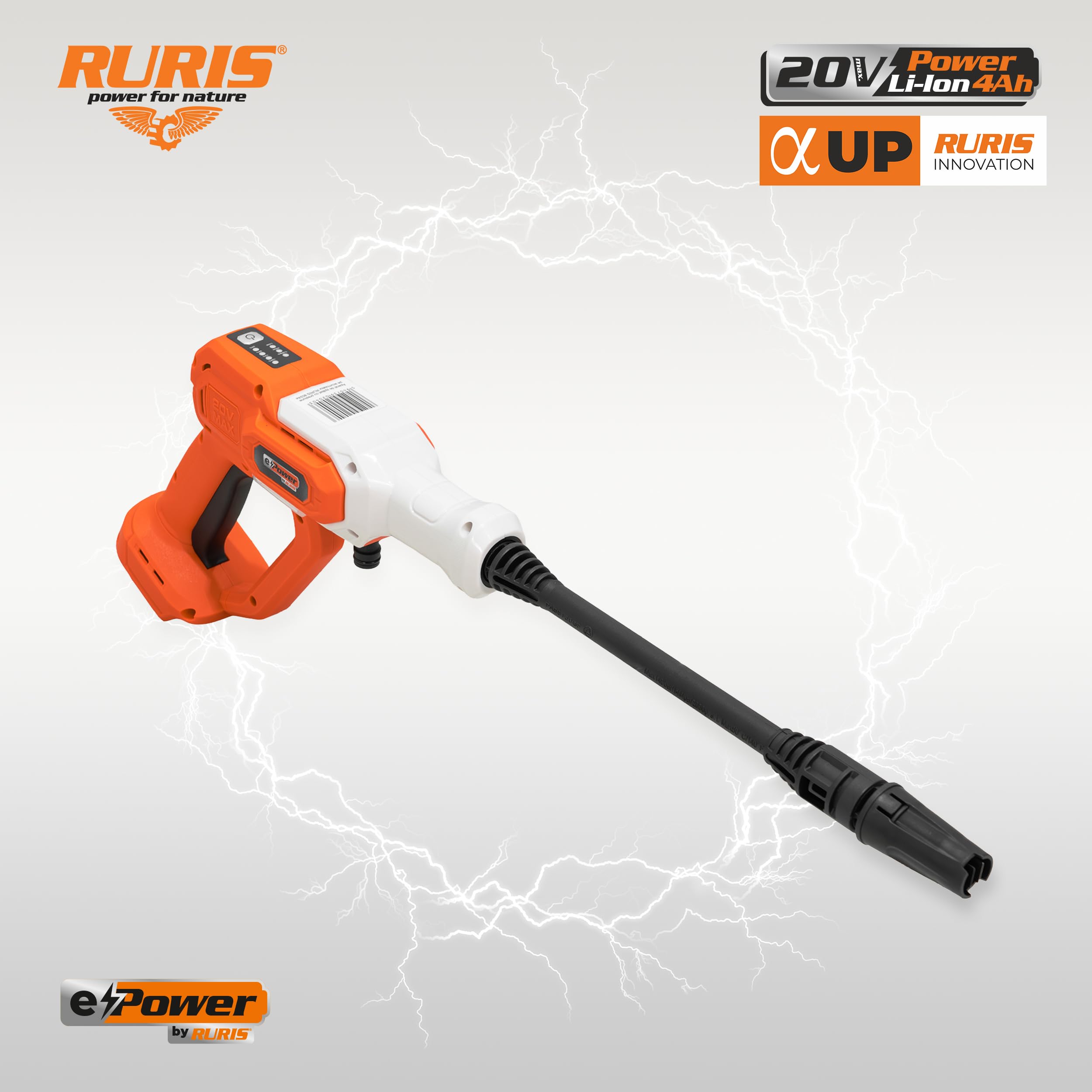 RURIS 8024e Bezprzewodowa myjka wysokociśnieniowa 20V 4Ah 30 Bar 5 l/min