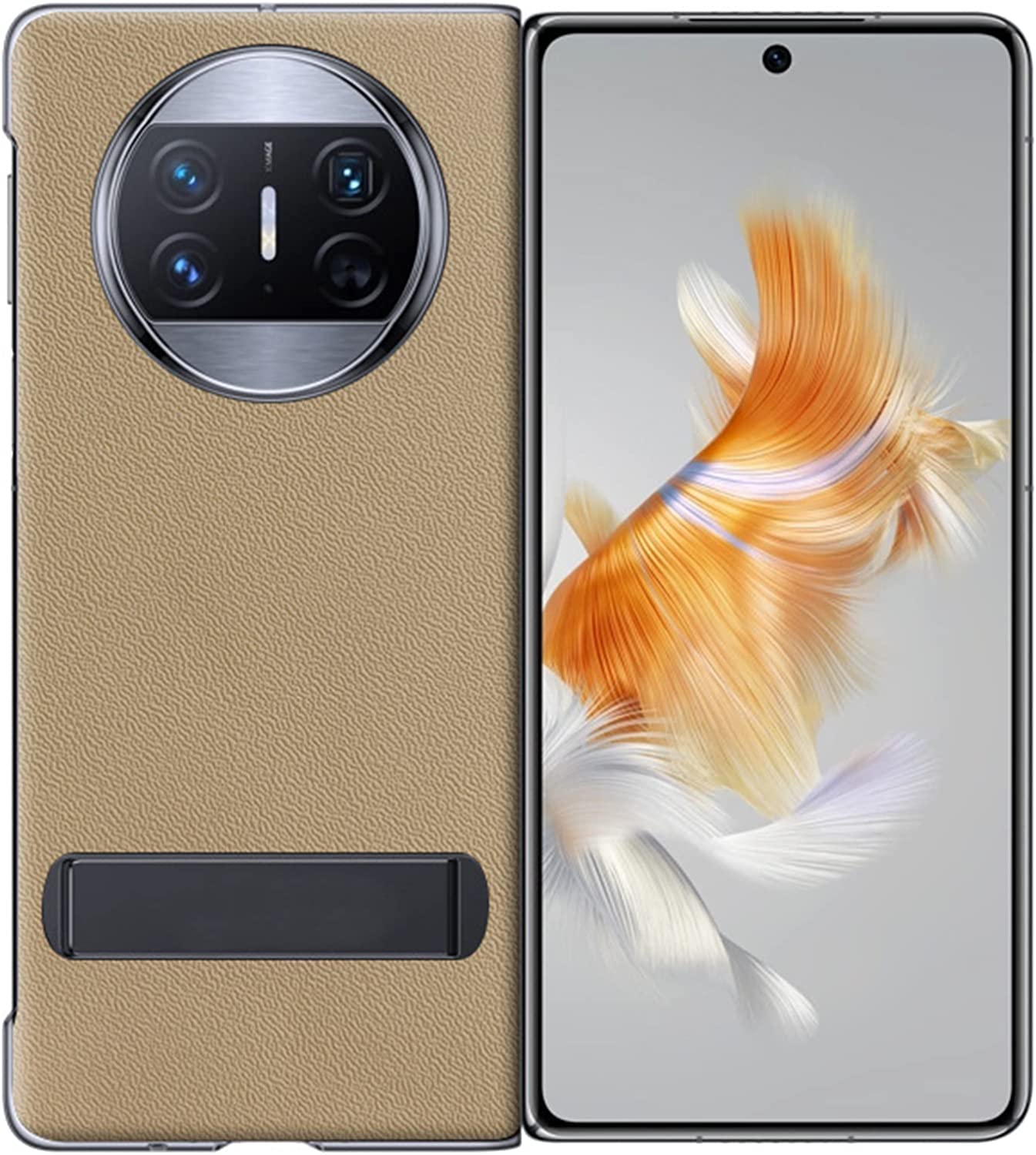 JarttarnCase Compatible with Huawei Mate X3 7.85'', Advanced Litchi Texture Case, Back Folding Bracket Raised Protection Slim Shockproof Leather Cover For Mate X3 (Khaki)