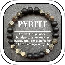 Pyrite Bracelet for Men Women, Natural Pyrite Crystal Bracelet for Wealth and Success, Money Attraction Healing Stone Jewelry, Adjustable Beaded Bracelet Gift