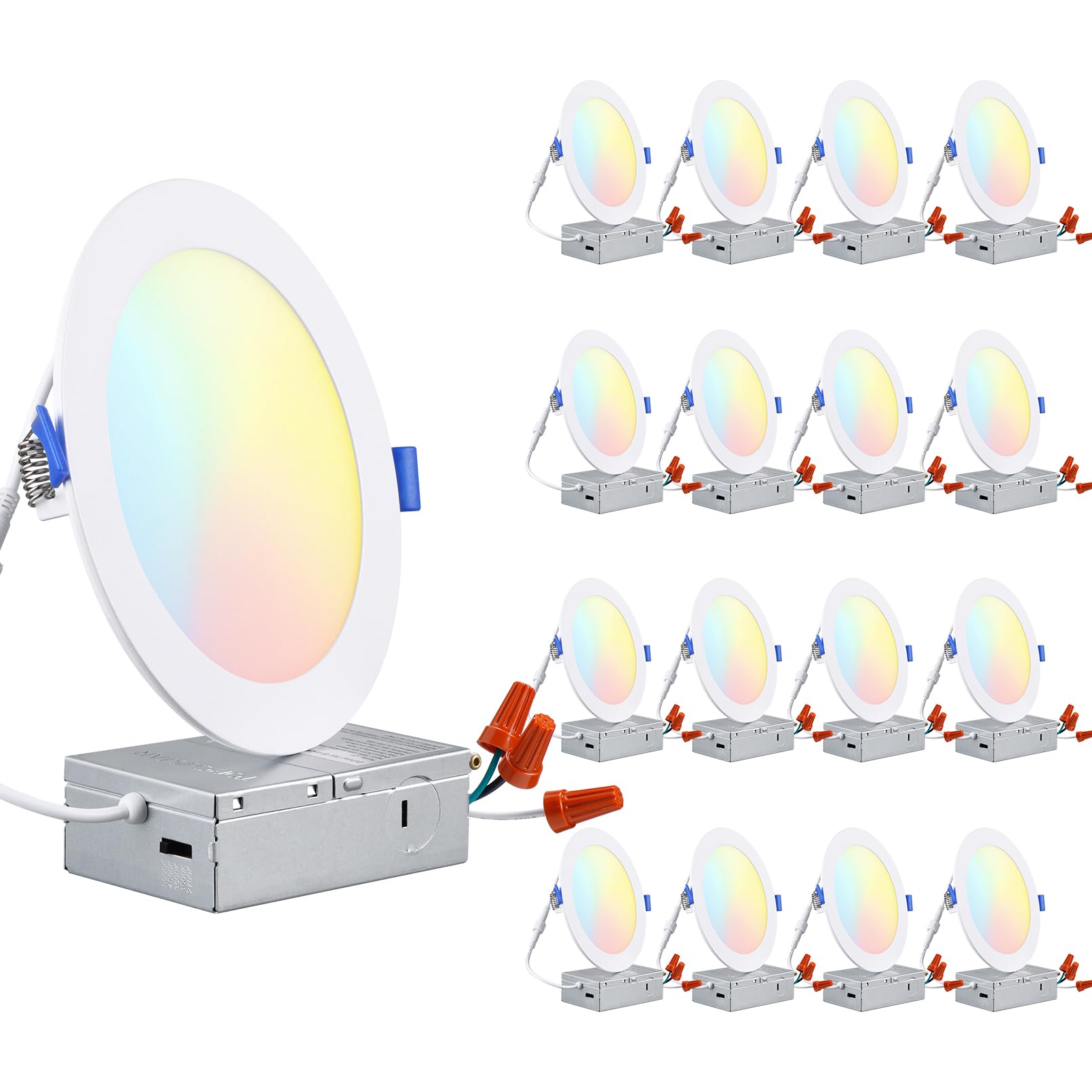 TORCHSTAR 16-Pack Ultra-Thin LED Recessed Lighting 6 Inch 5CCT