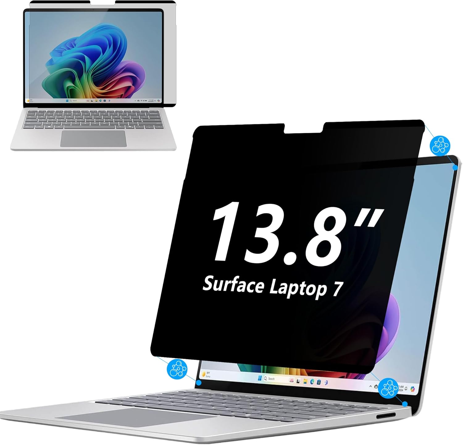 Adeway Privacy Screen Protector for Surface Laptop 7 13.8 Inch, Magnetic Nano, Anti-Spy, Removable, Blue Light & UV Blocking, Anti-Glare