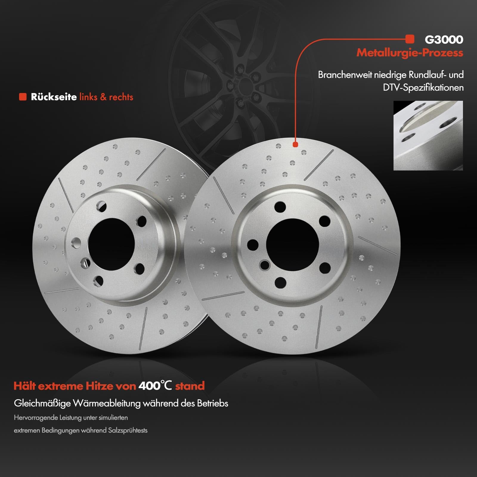 Frankberg 2x Discos de freno + 4x Pastillas de freno del eje delantero Compatible con Serie 1 F20 Serie 3 Touring F31 2 cabrio F23 Serie 3 F30 F80 4 Gran Coupé F36 Replace# 34106799805