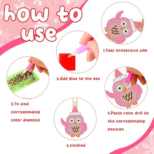 Miniatura 9 de 12 llaveros vintage con pintura de diamantes para el Día de la Independencia, adornos artísticos de diamantes para el Día de la Independencia,