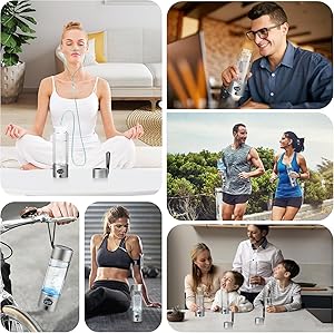 Aiwaylar Hydrogen Water Bottle - Portable, Rechargeable, LED Timer,3 Work Mode, Aluminum and Glass,360ML,Hydrogen Water Ionizer Machine with PEM/SPE Technology, Suitable for Office,Home,Gym Outdoor