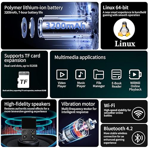 Miniatura 4 de RG35XX H Linux - Consola de juegos portátil retro 35xx H con una tarjeta 64G precargada 5570 juegos, RG35XXH 3.5 pulgadas IPS pantalla compatible