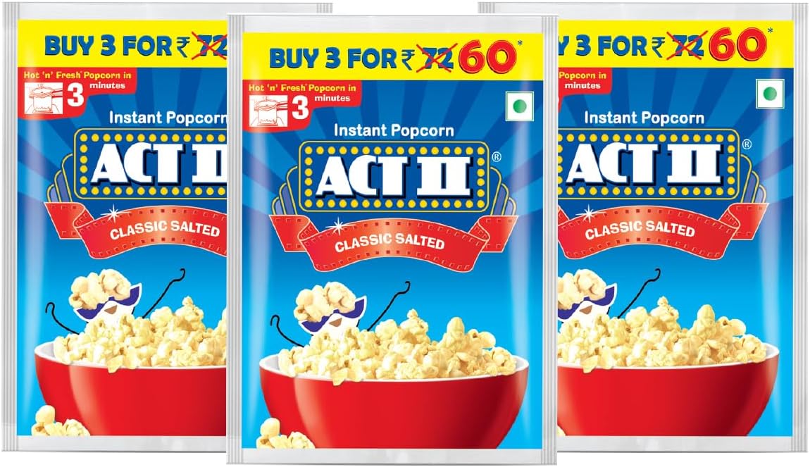 ACT II Popcorn IPC Classic Salted Combo Pack, 59G (Pack of 3)
