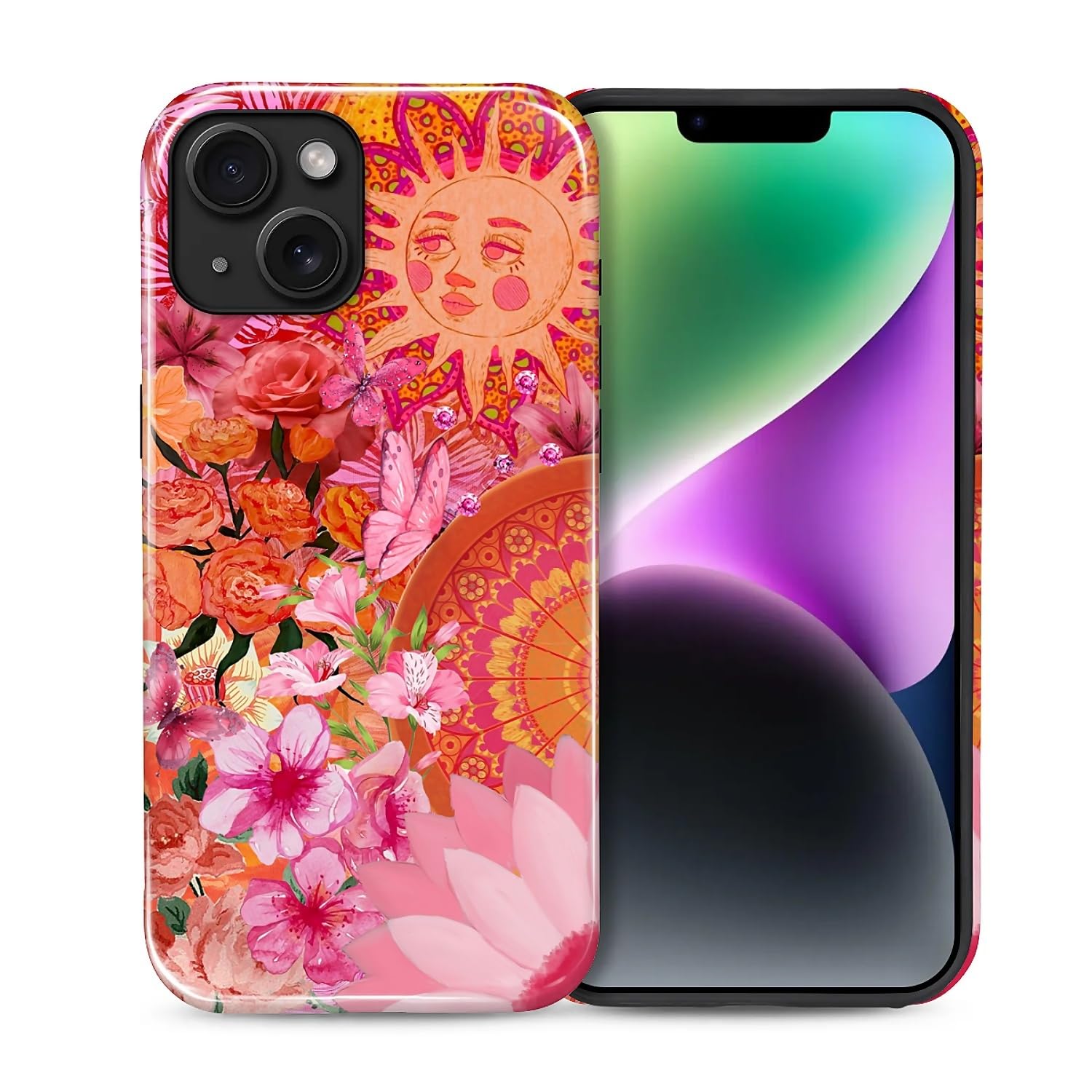 Coque iPhone 14 antichoc et durable protection militaire avec fleurs - 8
