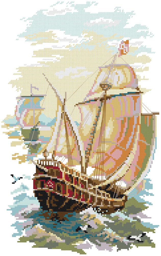 Awesocrafts Cross Stitch Stamped Kits Sail Away Easy Patterns Cross Stitching Embroidery Needlework Kit Supplies