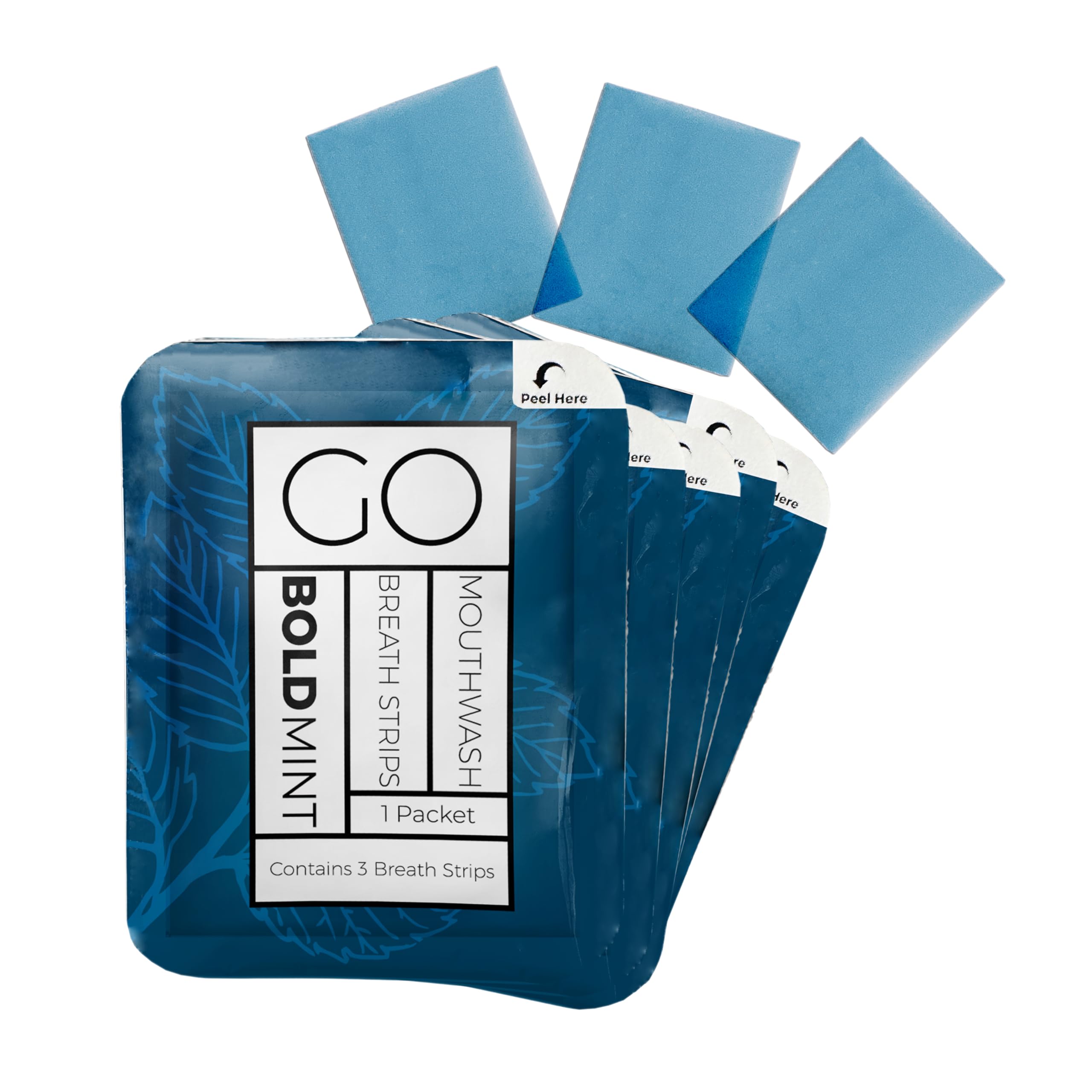 Breath Strips for Bad Breath by Go Mouthwash- Indivivual Packets containing 3 Bold Mint Strips - Alternative to Breath Mints, Travel Mouthwash, Breath Spray, and Other Fresheners - Perfect on The GO 40 Ounce (Pack of 1) Bold Mint