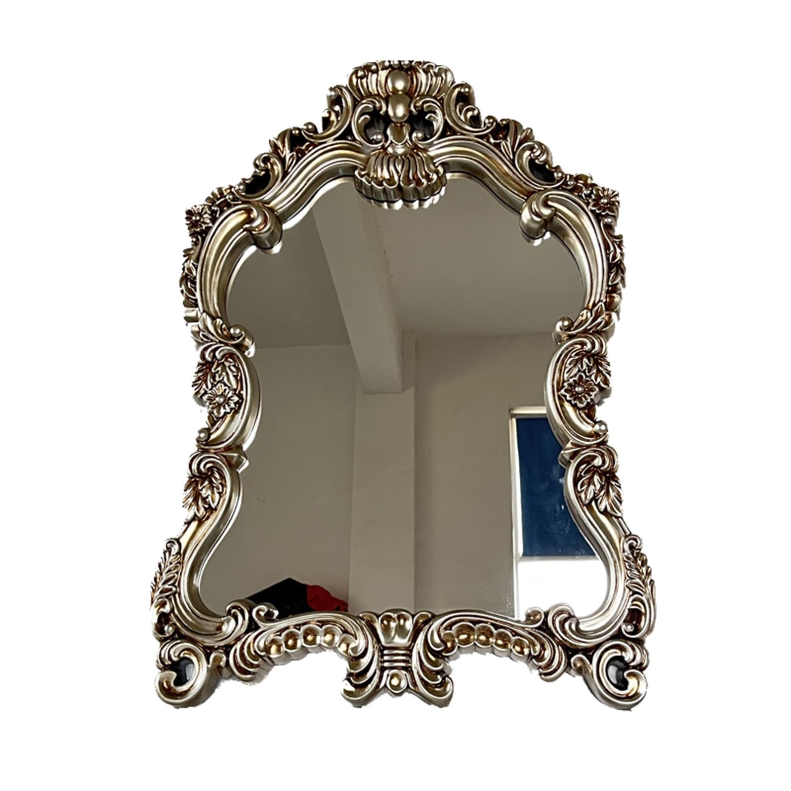 Lustro Ścienne W Stylu Vintage, 30" X 22", Barokowe Lustro Łazienkowe, Antyczne Rzeźbione Lustro Toaletkowe, Dekoracyjne Lustro Ścienne Do Salonu(Srebrny–3 Cale Długości X 2 Cale Szerokości)