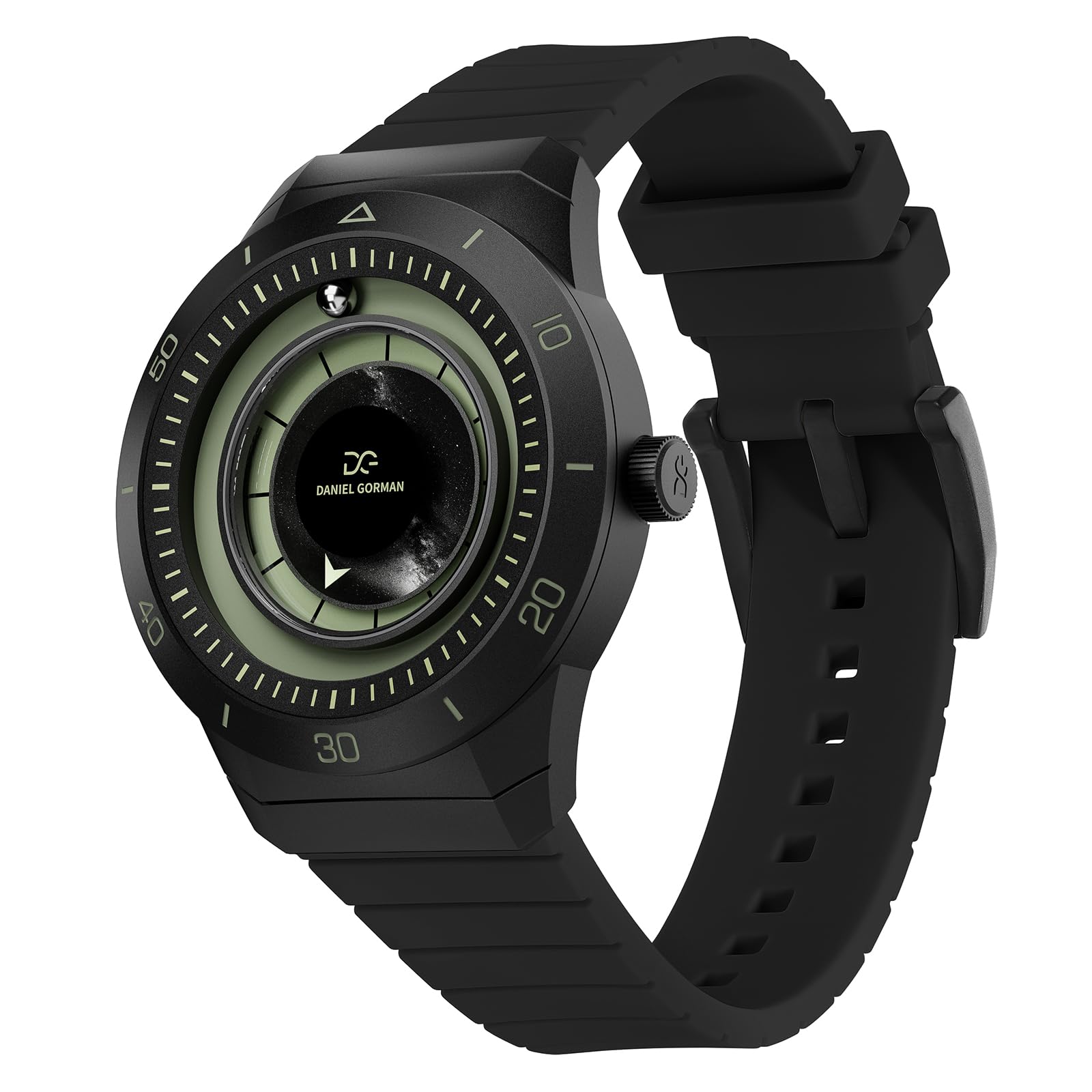 Orologio da polso da uomo con sfera magnetica, 42 mm, minimalista, al quarzo, con cronometro creativo, impermeabile fino a 3 atm, cassa in rame, orologio analogico con cinturino in