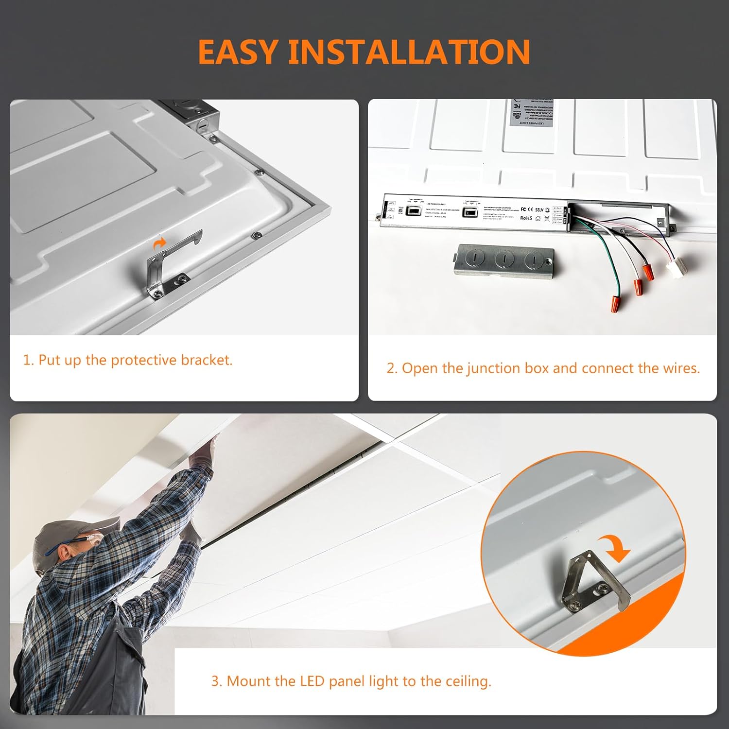 24 Pack 2x4 LED Flat Panel Light for Drop Ceiling, 0-10V Dimmable, 5000K/4000K/3000K & 30W/40W/50W Switchable, Back-Lit Troffer Fixture for Office, ETL Listed, 100-277V