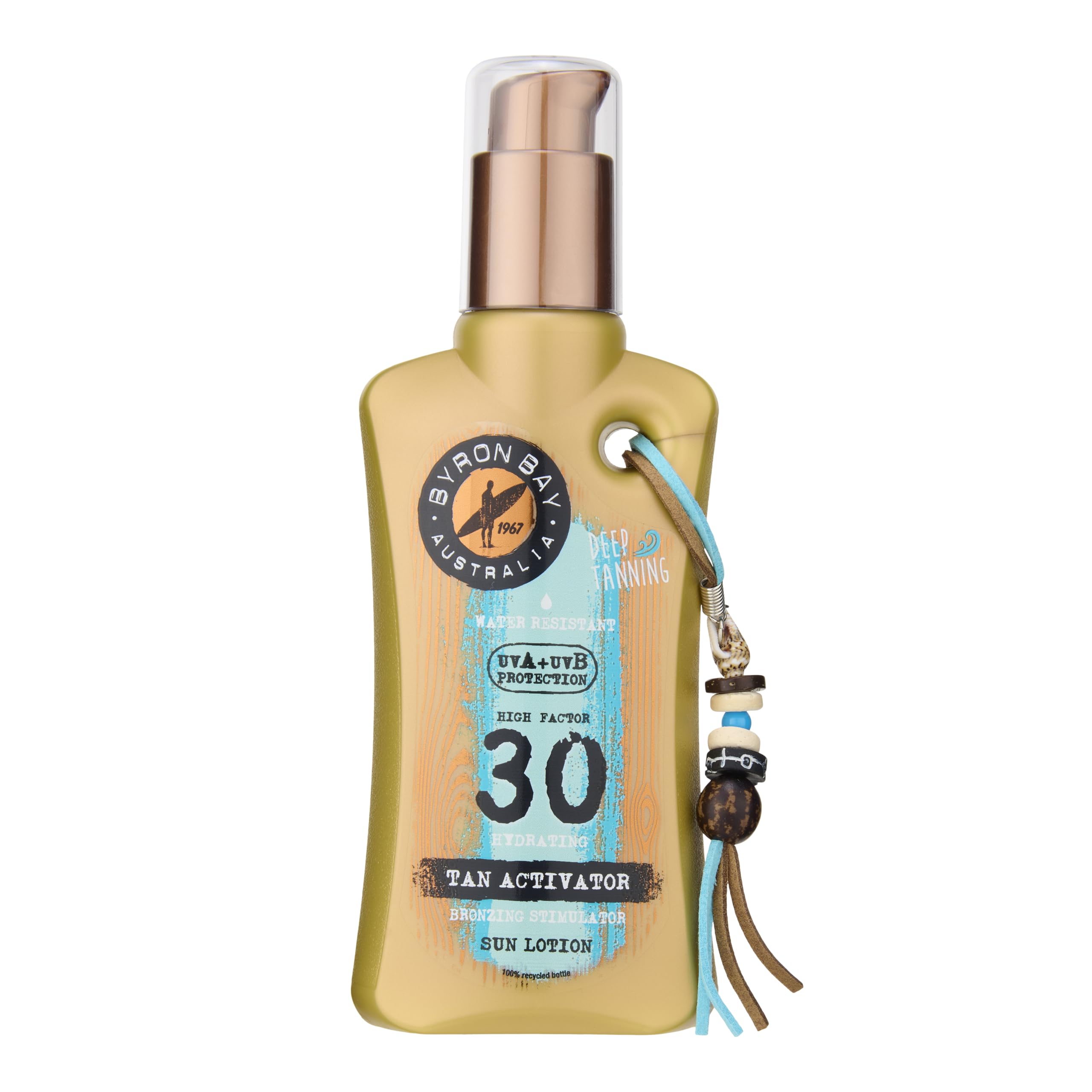 Byron Bay Australia Sun Cream Lotion SPF 30 - Sunscreen with Bronzing & Tanning Activators For A Deeper Tan, UVA & UVB Protection, Non-Greasy, Water-Resistant, No White Marks, Reef-Safe - 200ml