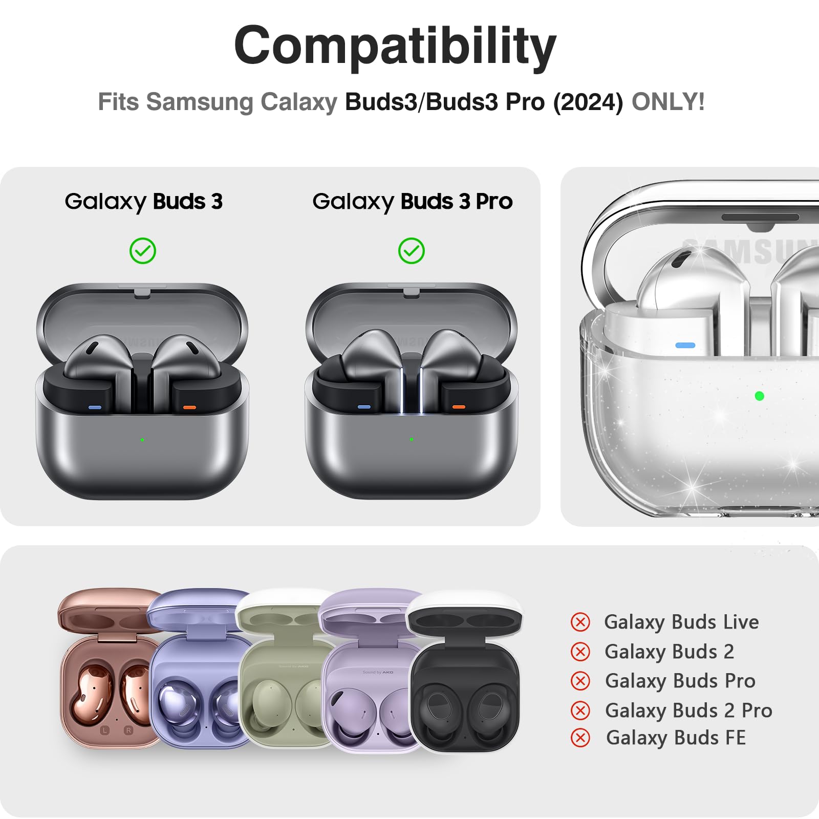 Amazon.com: Samsung Galaxy Buds 3 Case Cover with Cleaner Kit