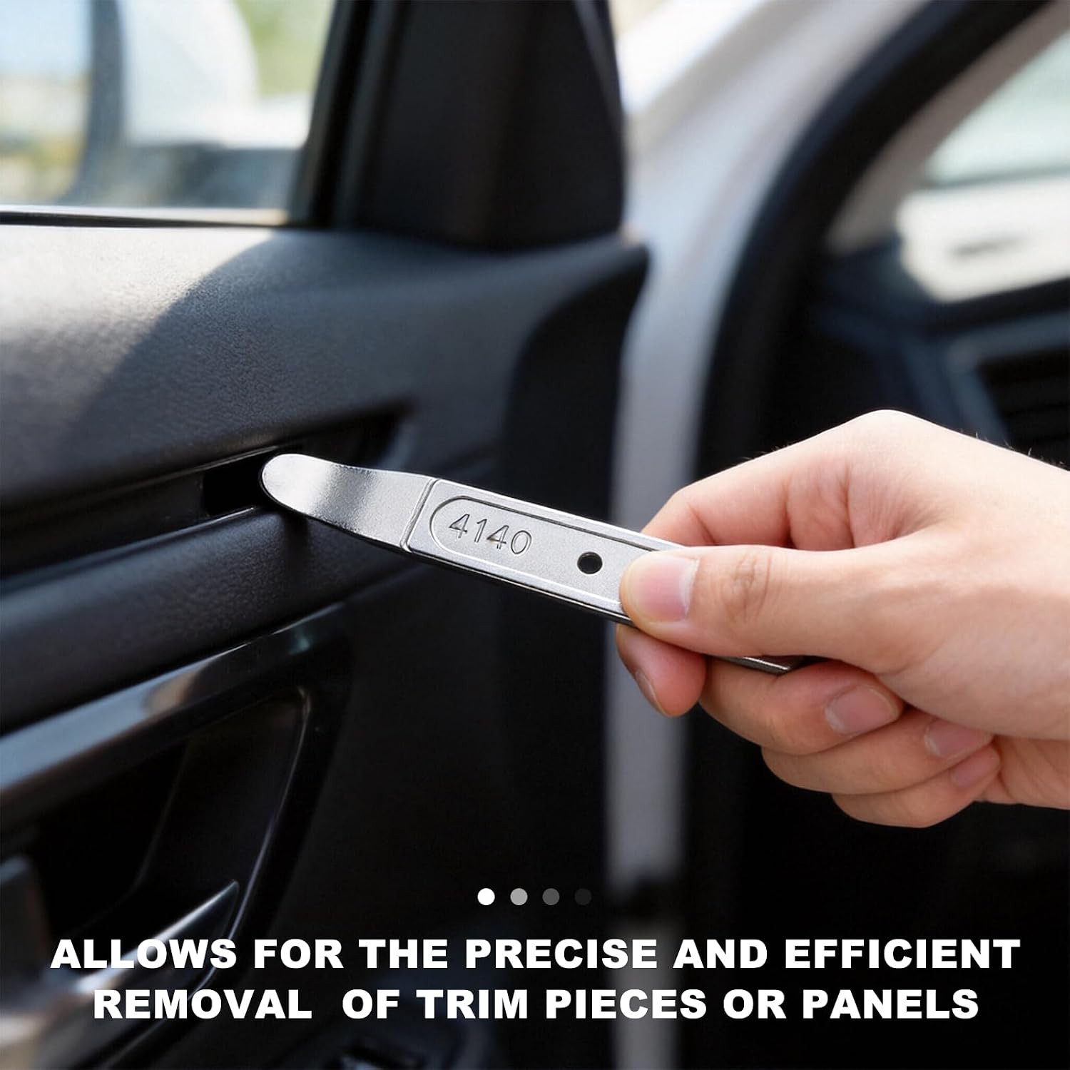 2 PCS 4140 Pry Tool, Scratch-Free Automotive Interior Trim Remover Ultra-Thin Wedge Pry Bar, Universal Durable Steel Panel Removal Tool for Cars Trucks SUVs, Car Accessories