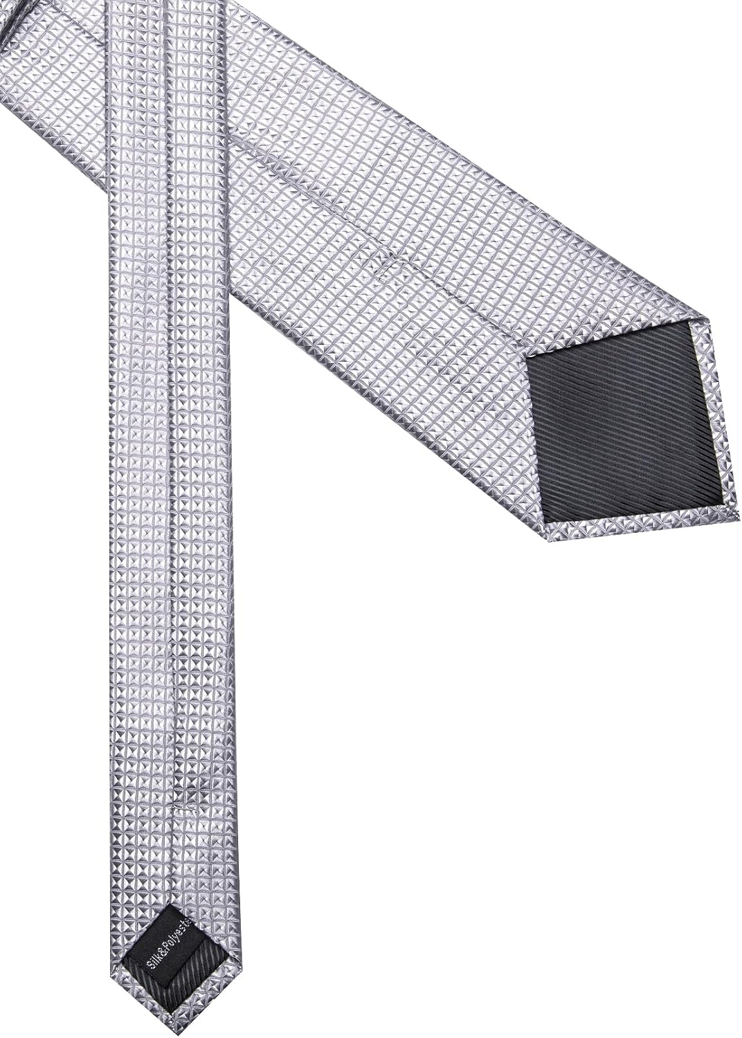 Solid Plaid Checkered Tie Set for Men Silk Necktie Pocket Square Handkerchief Cufflinks Lapel Pin Tie Clip 5PCS