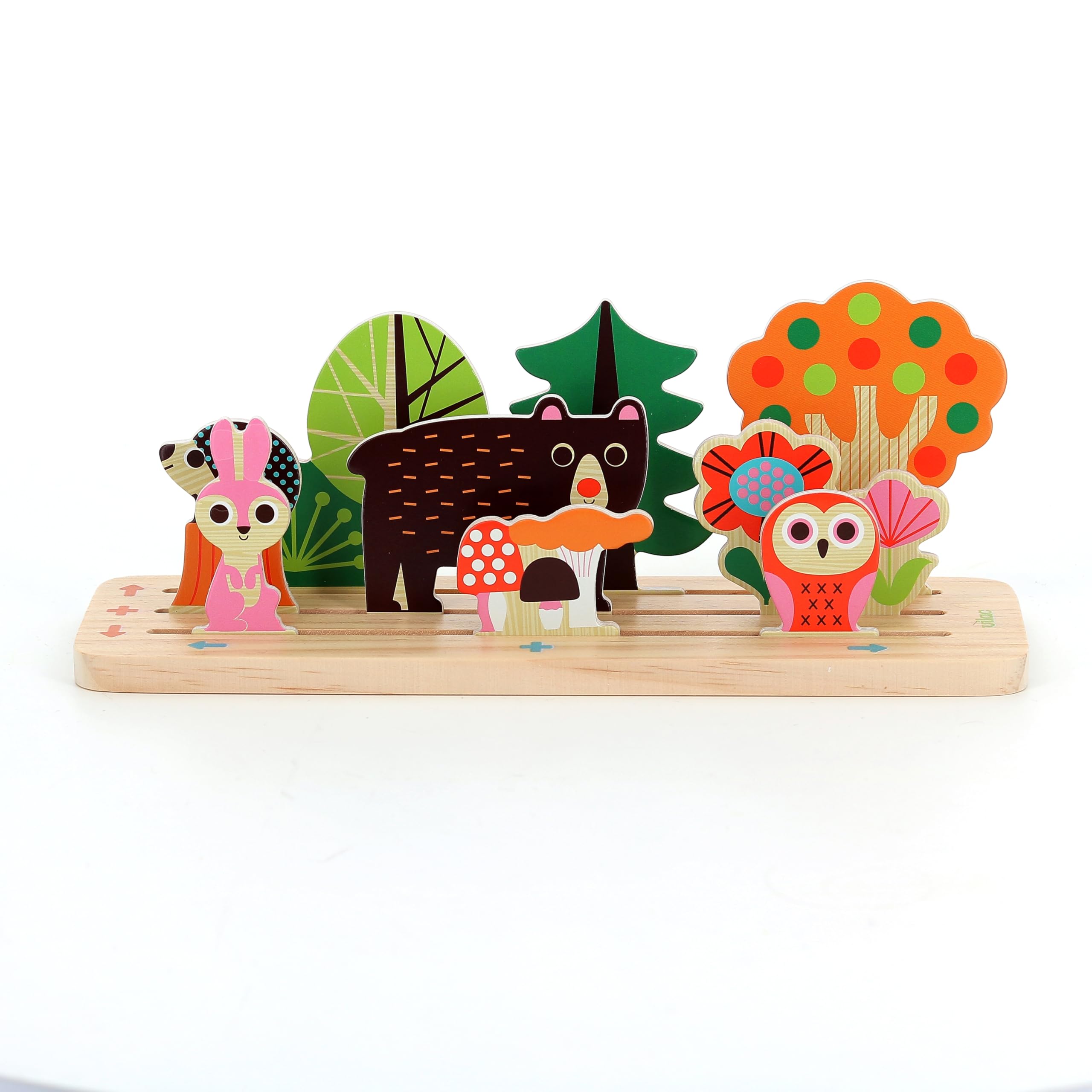 VILAC - Oussassplass La foresta - Ingela P.Arrhenius - 9 pezzi in legno + 60 carte da gioco con livelli di difficoltà evolutivi - Giochi di risveglio per bambini in legno - dai 3 anni - 7634