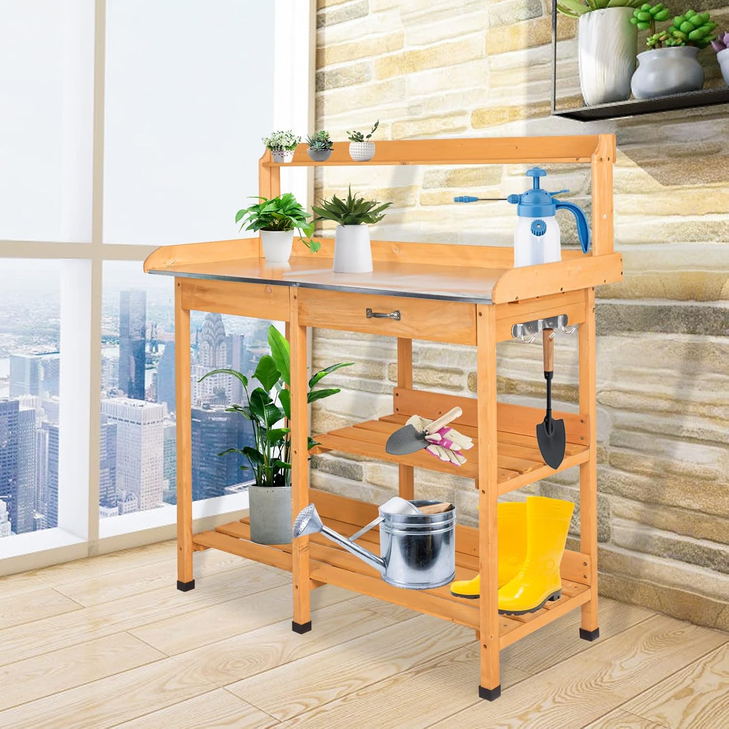 Kinsuite Potting Bench Outdoor Garden Wooden Workstation