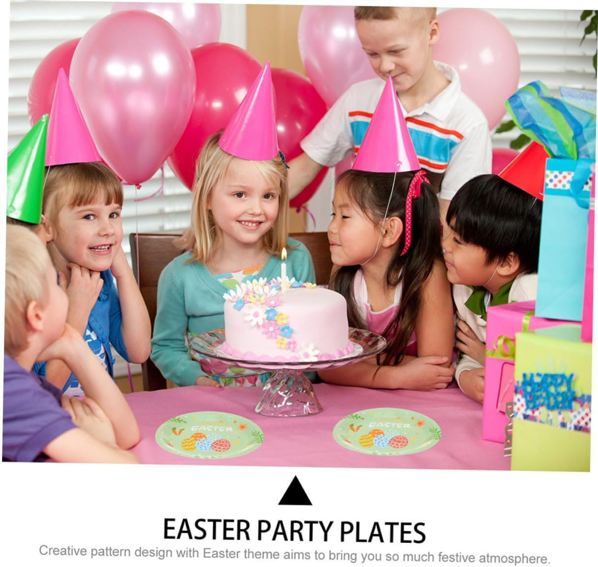 48pcs Easter Party Plates 7-inch Disposable round Paper Plates Bunny Theme Household Dinner for Holiday Gatherings and Spring Celebrations