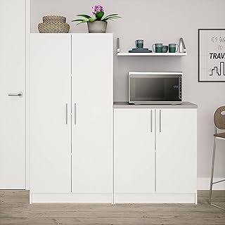 Prepac Elite Functional 2-Piece Garage Cabinets and Storage System Set J, Simplistic Garage Closet Shop Cabinets 16" D x 64" W x 65" H, White, WRSX-1019-2M