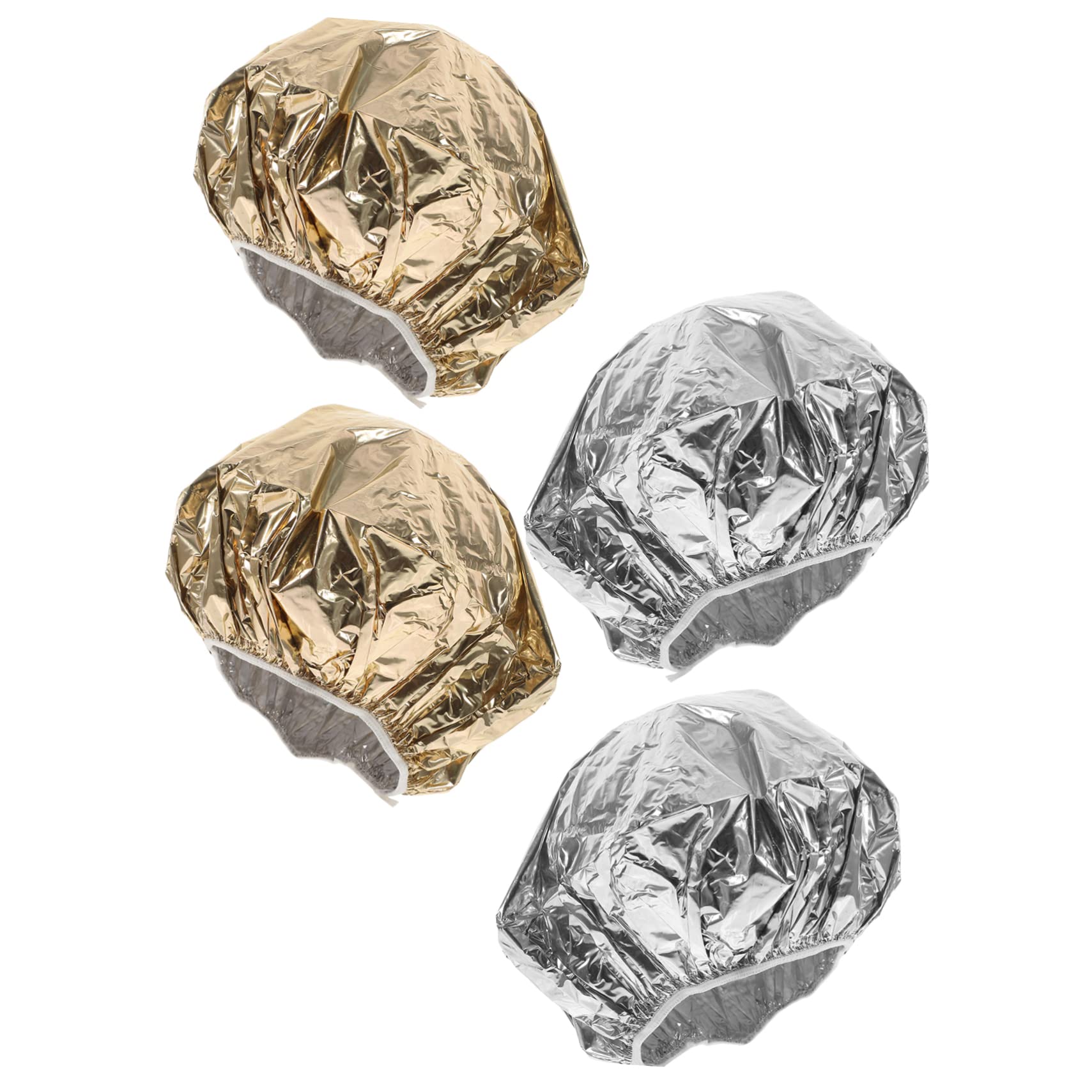 Gogogmee 2sets Professional Hair Processing Hat Thermal Highlights Cap Deep Conditioner Cap Elastic Band 4pcs*2