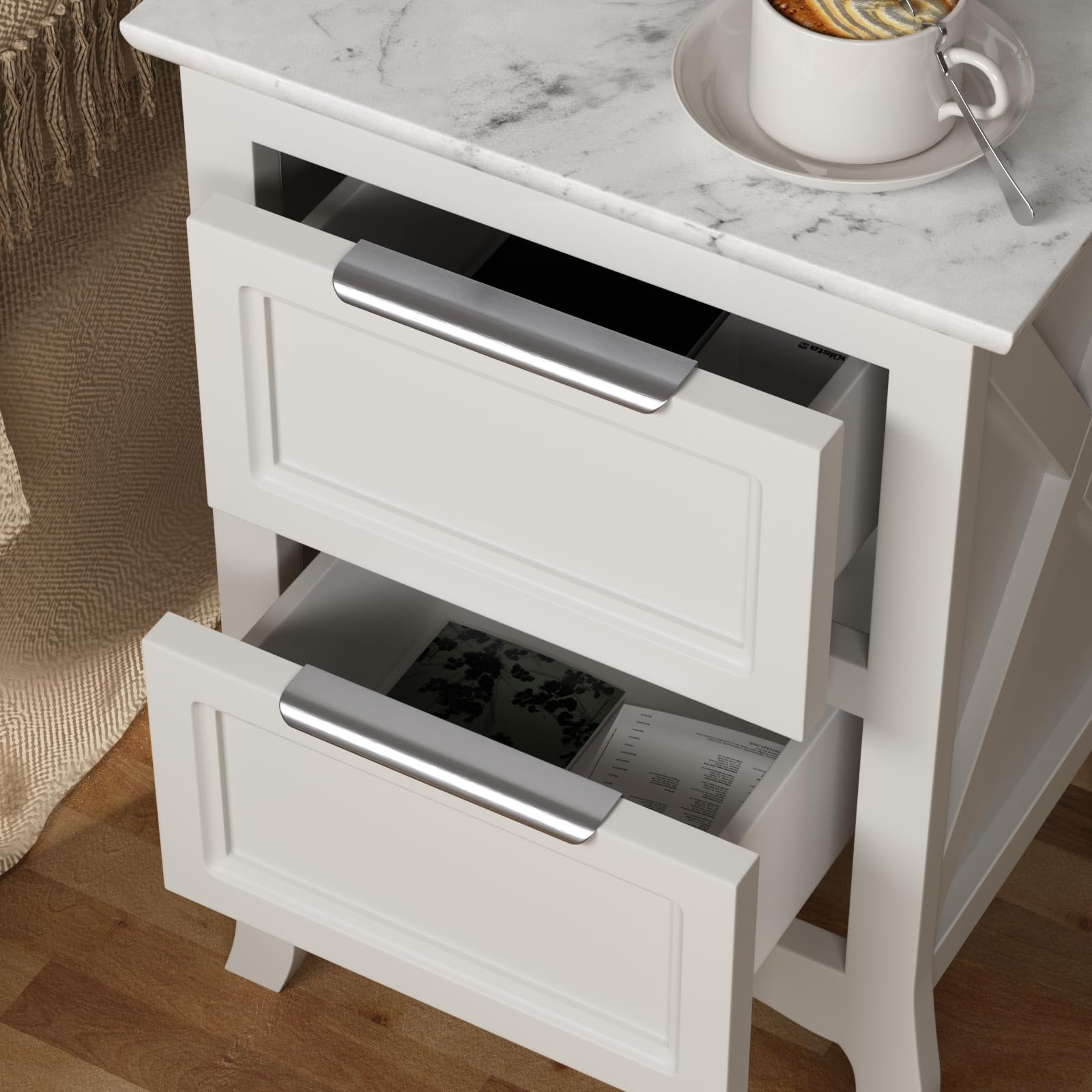 Goldenwarm Lot de 15 Poignee de Meuble Cuisine Poignée Meuble Invisible Noir -LS7027SNB128 Poignée Profil Aluminium Cuisine Brossé en Alliage d'Aluminium Entraxe 128mm
