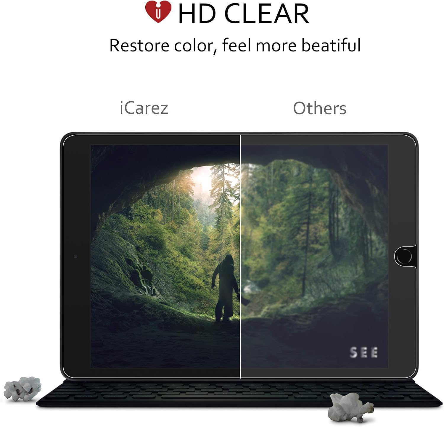 iCarez Tempered Glass Screen Protector for 10.2 iPad 9/8 / 7 (2021/2020 / 2019), 2-Pack