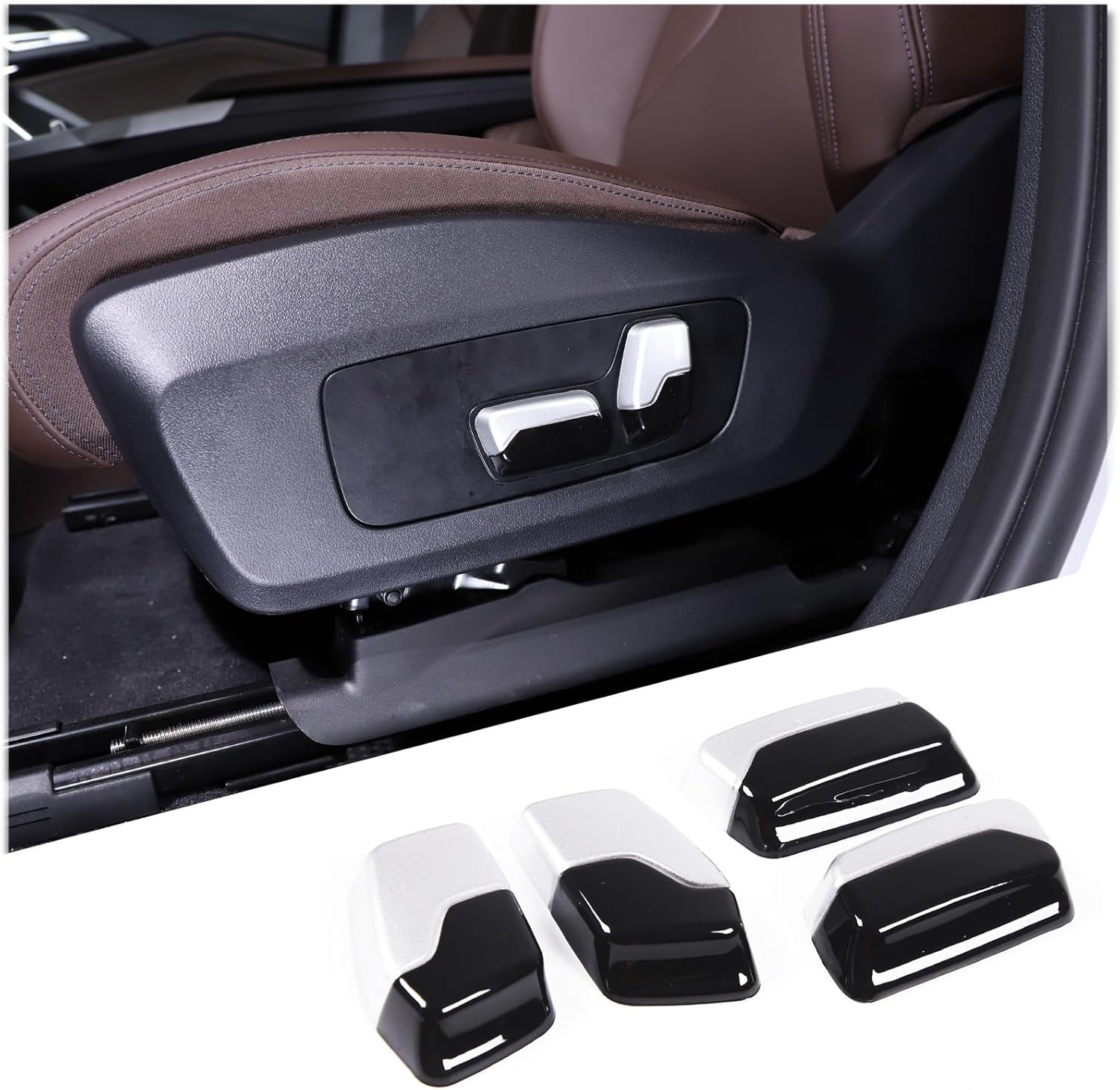 Seat Adjustment Button Cover Trim Compatible with BMW X1 U11 2023 2024 ABS 4PCS Seat Control Adjustment Switch Button Cover Trim Accessories (ABS Carbon)