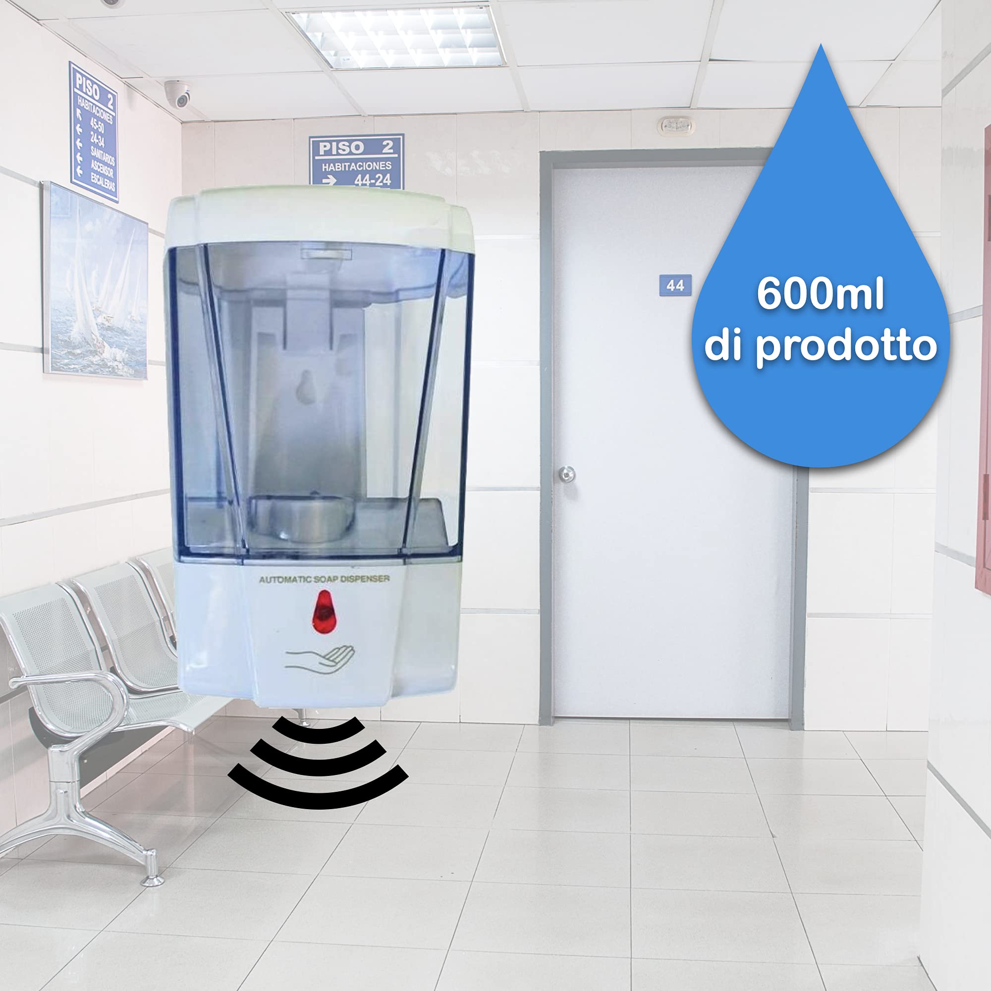 Dispensador automático Gocciasana | dosificador automatico gel hidroalcoholico | soporte gel hidroalcoholico