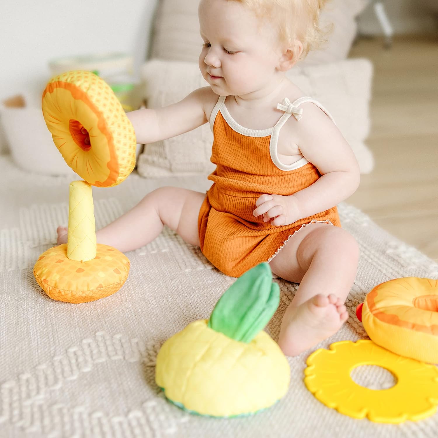 Melissa & Doug Multi-Sensory Pineapple Soft Stacker Infant Toy - Stacking Toys For Babies, Pineapple Stacking Toy For Infants