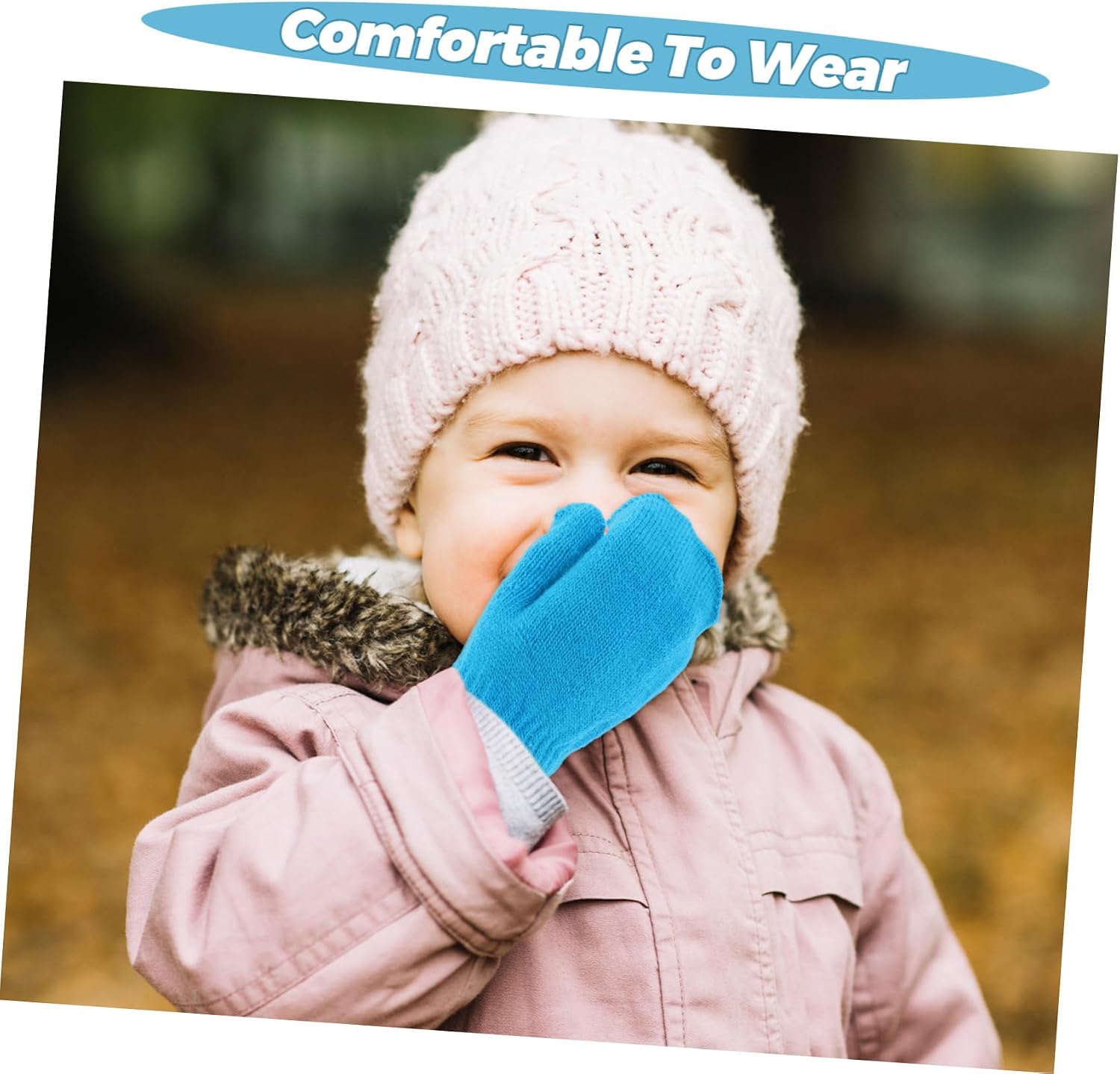 KOMBIUDA Boy Girl Mittens Extra Thick Knitted Gloves for Boy Girl Warm Cold Weather Stylish Solid Color Design for Boys and Girls Elastic for
