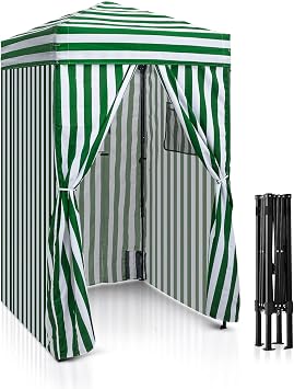 EAGLE PEAK Flex Ultra Compact 4x4 Pop-up Canopy, Sun Shelter, Changing Room, Portable Privacy Canopy Cabana for Pool, Fashion Photoshoots, or Camping, Green/White