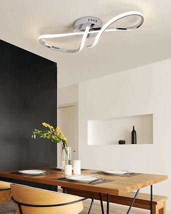 Bellastein Ceiling Lamp LED Ceiling Light Living Room Dimmable Ceiling Lamp Modern Living Room Lamp with Remote Control Bedroom Chandelier Bedroom Dining Room Kitchen Lighting (Chrome, L68cm) [Energy Class A++]
